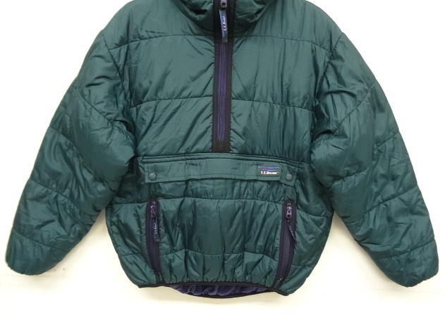 画像: 90'S LL Bean プリマロフト ハーフジップ フード付きジャケット グリーン/パープル USA製 (VINTAGE)