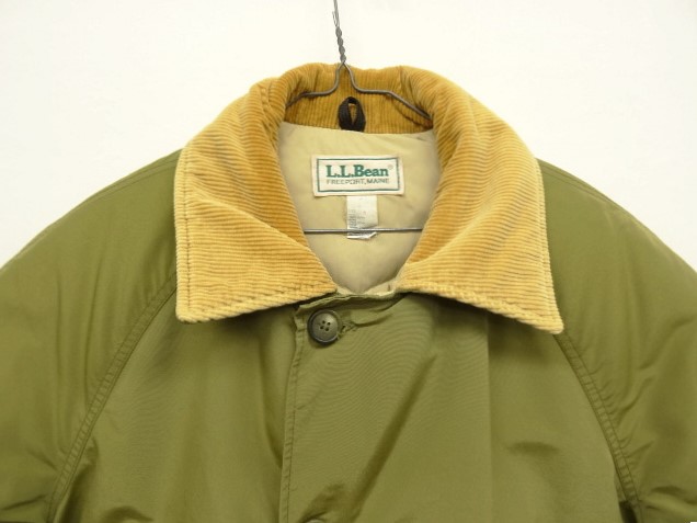 画像: 80'S LL Bean 襟コーデュロイ グースダウンジャケット オリーブ USA製 (VINTAGE)