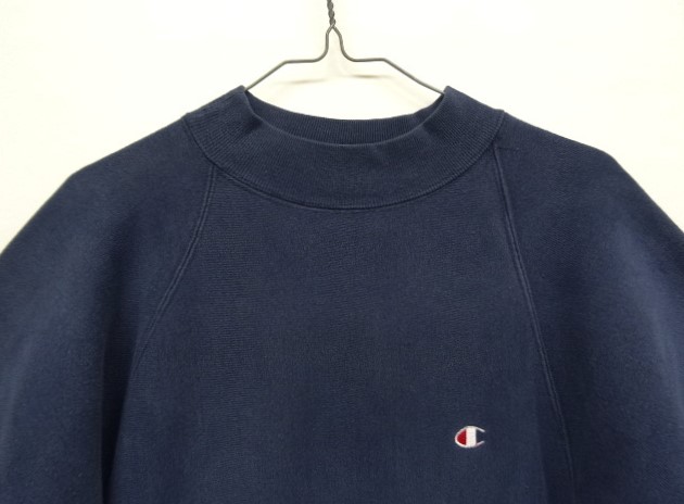 画像: 90'S CHAMPION 刺繍タグ リバースウィーブ モックネック ネイビー USA製 (VINTAGE)