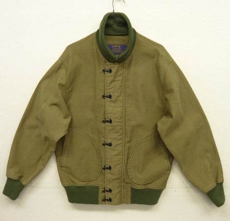 画像1: ORVIS コットンピケ フックボタン デッキジャケット カーキ (VINTAGE)