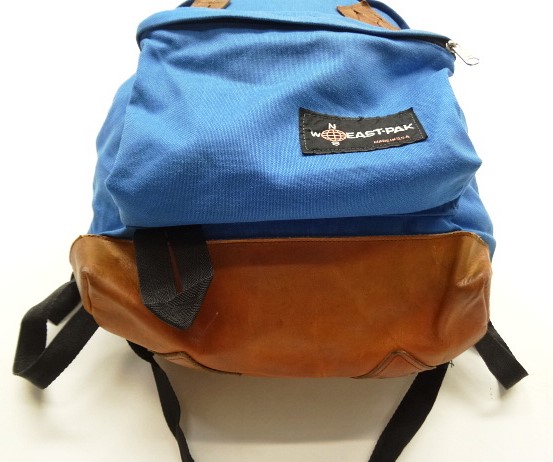 画像: 70'S EASTPAK "NEWSタグ" ナイロン/レザー バックパック ライトブルー USA製 (VINTAGE)