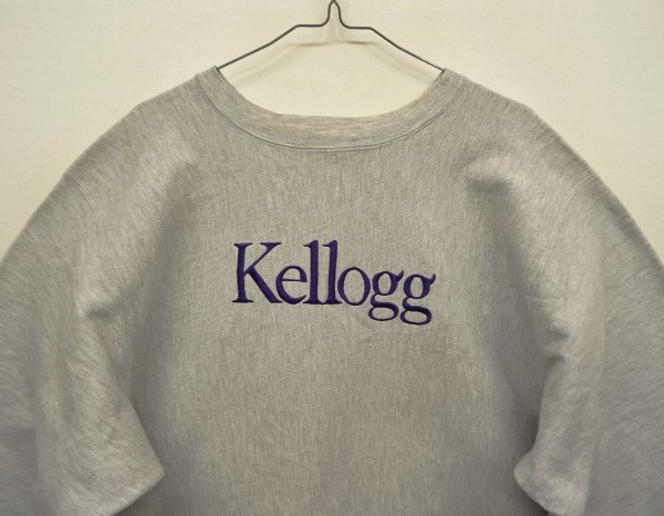 画像: 90'S CHAMPION "KELLOGG" 刺繍タグ リバースウィーブ グレー USA製 (VINTAGE)