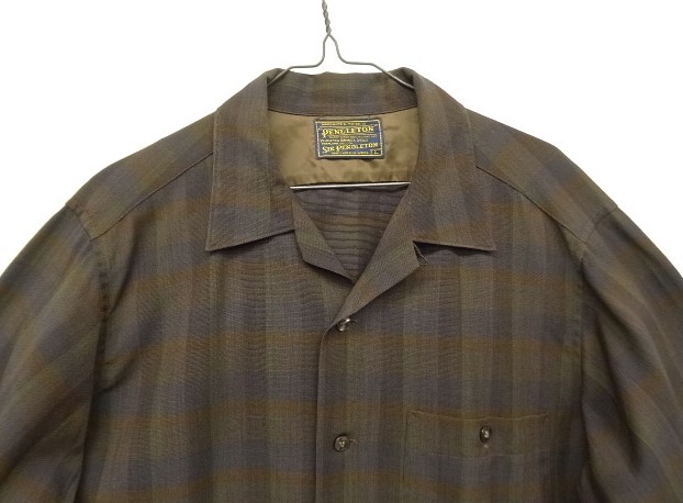 画像: 60'S PENDLETON "SIR PENDLETON" ウール 長袖 オープンカラーシャツ ダークチェック USA製 (VINTAGE)
