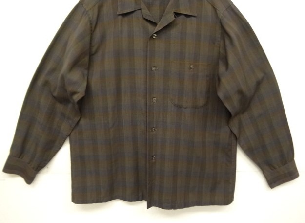 画像: 60'S PENDLETON "SIR PENDLETON" ウール 長袖 オープンカラーシャツ ダークチェック USA製 (VINTAGE)