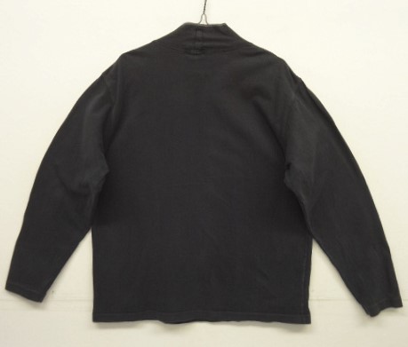 画像4: 90'S J.CREW モックネック 裾ロゴ刺繍 長袖 Tシャツ ブラック (VINTAGE)
