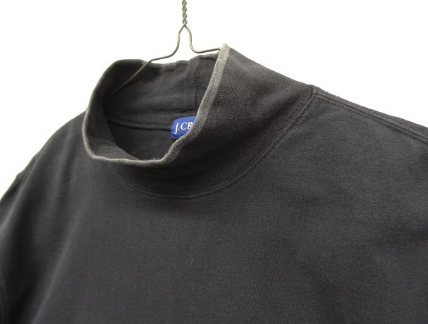 画像: 90'S J.CREW モックネック 裾ロゴ刺繍 長袖 Tシャツ ブラック (VINTAGE)
