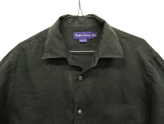 画像: RALPH LAUREN "PURPLE LABEL" リネン 長袖 ボックスシャツ ブラック イタリア製 (USED)