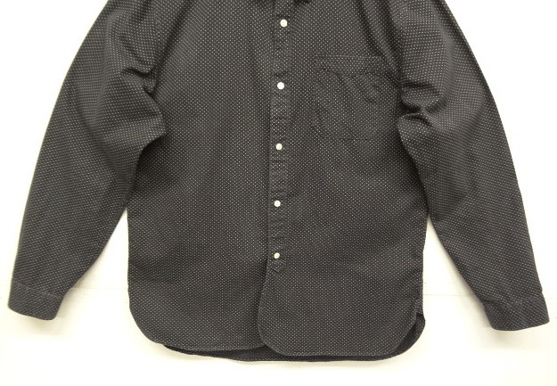 画像: RRL チンスト＆マチ付き コットン ワークシャツ ブラック/ホワイト ポルカドット (USED)