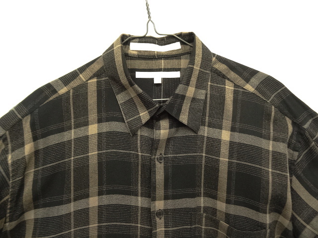 画像: 90'S PERRY ELLIS レーヨン/コットン 長袖 シャツ ブラック/ベージュ チェック柄 (VINTAGE)