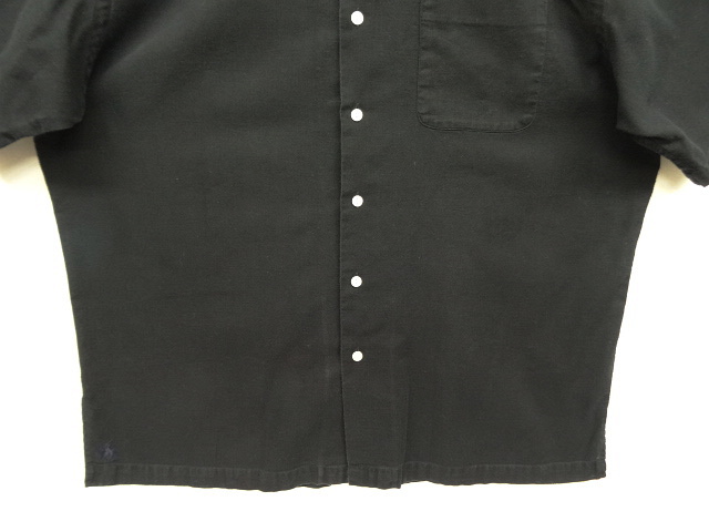 画像: 90'S RALPH LAUREN "CALDWELL"  裾ロゴ コットン 半袖 オープンカラーシャツ ブラック (VINTAGE)