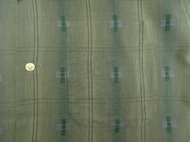 画像: 60'S Mr.Dee Cee コットン/ジャガード 長袖 オープンカラーシャツ オンブレチェック/刺繍 (VINTAGE)