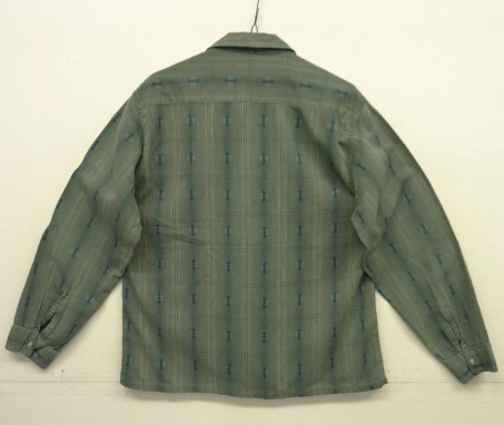 画像3: 60'S Mr.Dee Cee コットン/ジャガード 長袖 オープンカラーシャツ オンブレチェック/刺繍 (VINTAGE)