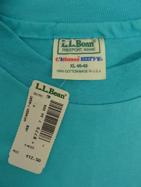 画像2: 80'S LL Bean x HANES シングルステッチ 半袖 Tシャツ ターコイズブルー USA製 (DEADSTOCK)