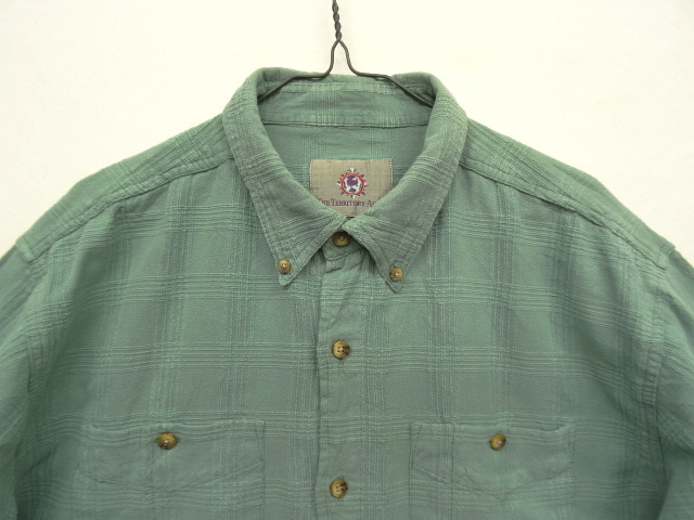 画像: 90'S THE TERRITORY AHEAD ジャガード BDシャツ ライトグリーン (VINTAGE)
