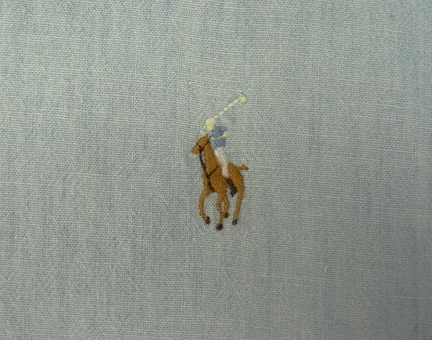 画像: 90'S RALPH LAUREN "POSTBOY" シャンブレー 長袖 バンドカラーシャツ ブルー (VINTAGE)