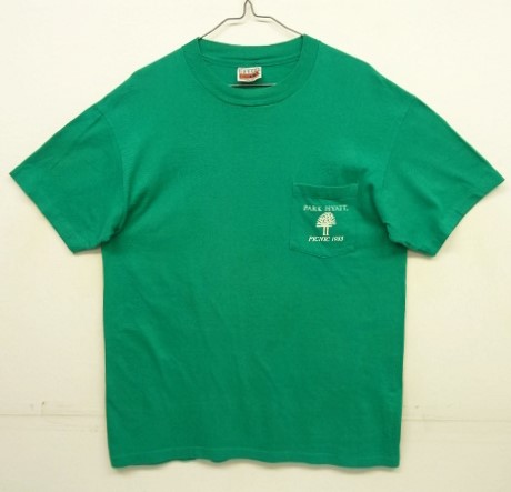 画像1: 80'S PARK TYATT "HANES製" シングルステッチ ポケット付き 半袖 Tシャツ グリーン USA製 (VINTAGE)