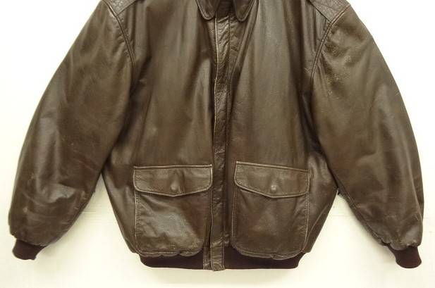 画像: 90'S LL Bean "THINSULATE入り" A-2 レザー フライトジャケット ブラウン TALONジップ USA製 (VINTAGE)