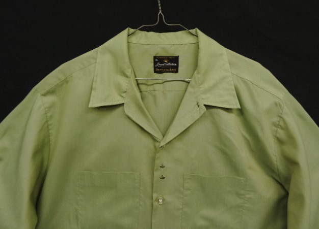 画像: 70'S FRUIT OF THE LOOM "ROYAL COLLECTION" オープンカラーシャツ ライトオリーブ USA製 (VINTAGE)