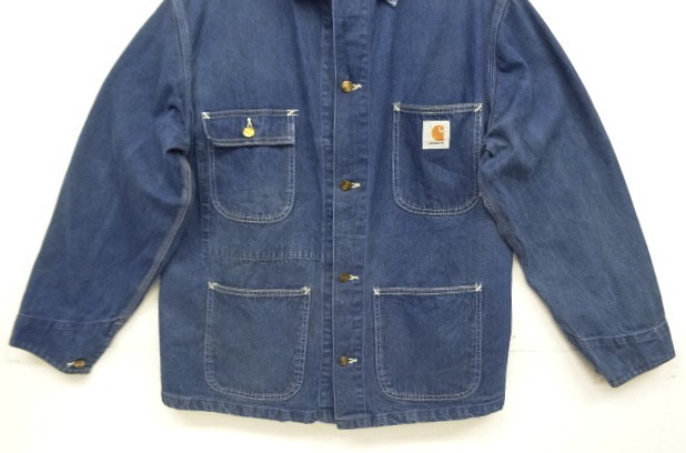 画像: 80'S CARHARTT "MICHIGAN CHORE COAT" 裏地無し デニム カバーオール インディゴ USA製 (VINTAGE)