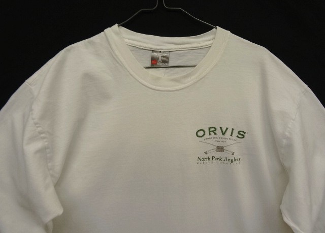 画像: 00'S ORVIS "NORTH PARK ANGLERS" 両面プリント 長袖 Tシャツ ホワイト (VINTAGE)
