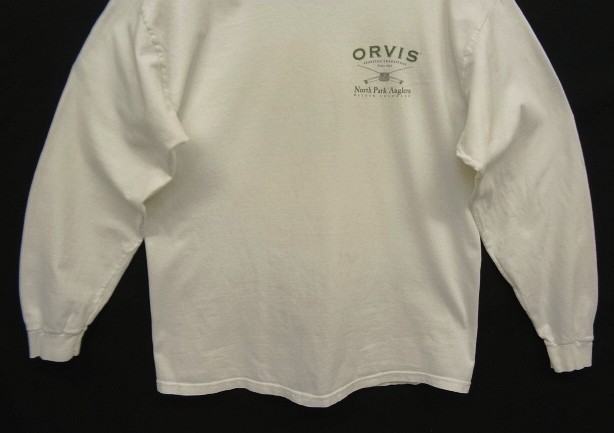 画像: 00'S ORVIS "NORTH PARK ANGLERS" 両面プリント 長袖 Tシャツ ホワイト (VINTAGE)
