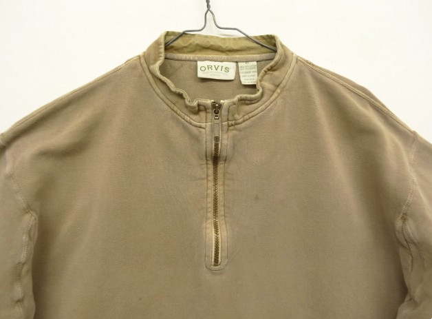 画像: 00'S ORVIS ガゼット付き ハーフジップ スウェットシャツ フェードベージュ (VINTAGE)