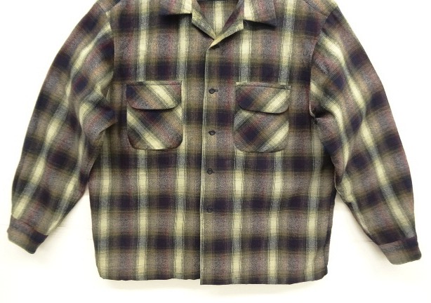 画像: 90'S PENDLETON "BOARD SHIRT" ウール オープンカラーシャツ オンブレチェック USA製 (VINTAGE)