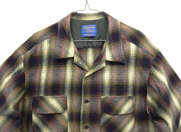 画像: 90'S PENDLETON "BOARD SHIRT" ウール オープンカラーシャツ オンブレチェック USA製 (VINTAGE)