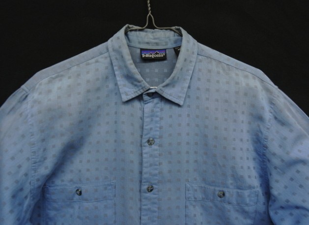 画像: 90'S PATAGONIA 旧タグ ドット柄 長袖シャツ ブルー/グレードット (VINTAGE)