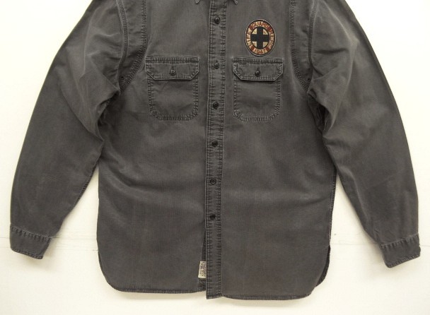 画像: 90'S RALPH LAUREN チンスト付き バックステンシル ワークシャツ ブラック (VINTAGE)