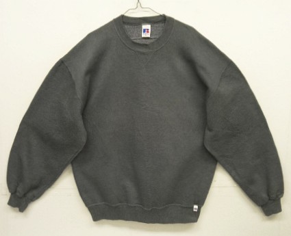 画像1: 90'S RUSSELL ATHLETIC 前Vガゼット付き クルーネック スウェットシャツ チャコール メキシコ製 (VINTAGE)