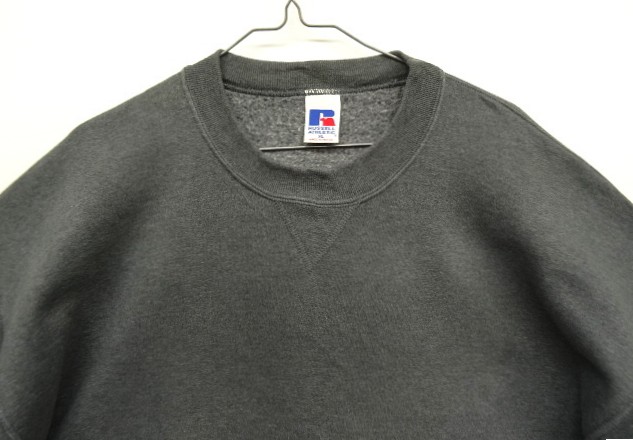 画像: 90'S RUSSELL ATHLETIC 前Vガゼット付き クルーネック スウェットシャツ チャコール メキシコ製 (VINTAGE)