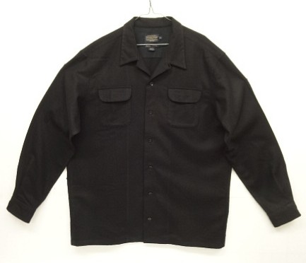 画像1: 00'S PENDLETON "BOARD SHIRT" ウール オープンカラーシャツ ブラック (USED)