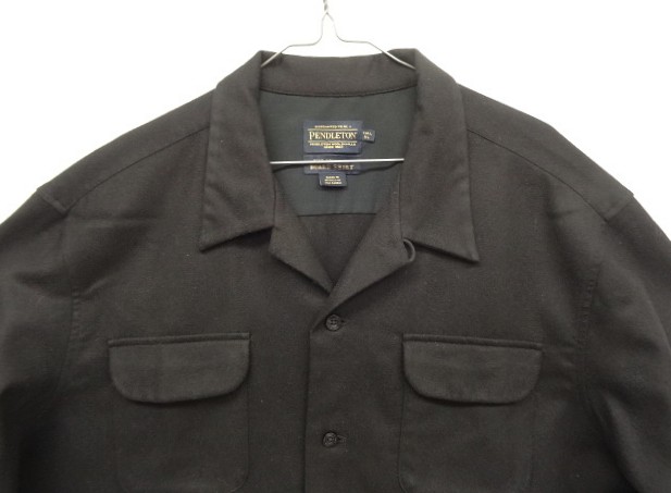 画像: 00'S PENDLETON "BOARD SHIRT" ウール オープンカラーシャツ ブラック (USED)