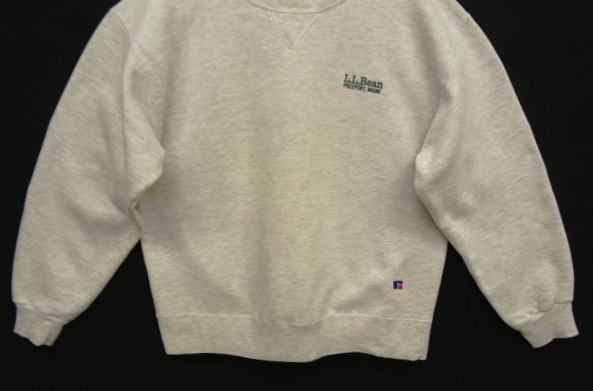画像: 90'S LL Bean by RUSSELL ATHLETIC ロゴ刺繍 前Vガゼット スウェットシャツ ヘザーグレー USA製 (VINTAGE)