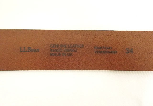 画像3: 90'S LL Bean "SOLID BRASSバックル" レザーベルト ブラウン UK製 (VINTAGE)