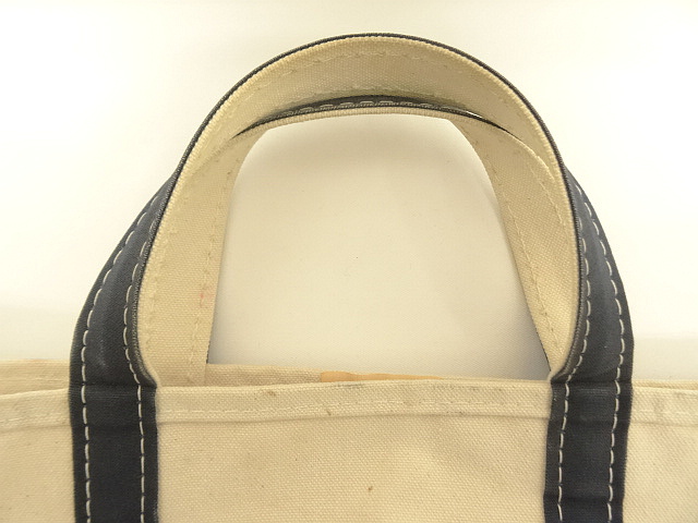 画像: 80'S LL Bean 2色タグ キャンバス トートバッグ ネイビー/オフホワイト USA製 (VINTAGE)