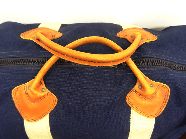 画像: 80'S LL Bean "ギザタグ" キャンバス/レザー ダッフルバッグ ネイビー/オフホワイト USA製 (VINTAGE)