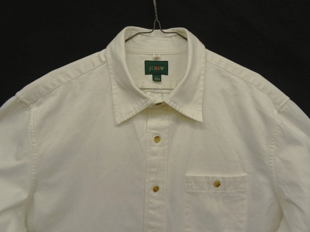 画像: 00'S J.CREW 旧タグ 赤耳付きヘビーキャンバス ワークシャツ ホワイト (VINTAGE)