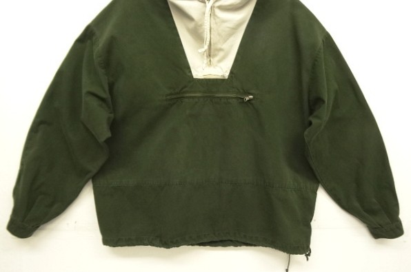 画像: 90'S J.CREW 旧タグ コットン カラーブロック アノラックパーカー ホワイト/オリーブ (VINTAGE)