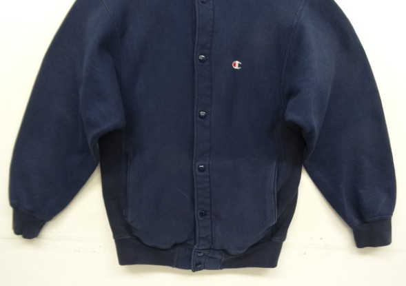 画像: 80'S CHAMPIONトリコタグ リバースウィーブ スナップボタン カーディガン ネイビー/ツートン USA製 (VINTAGE)