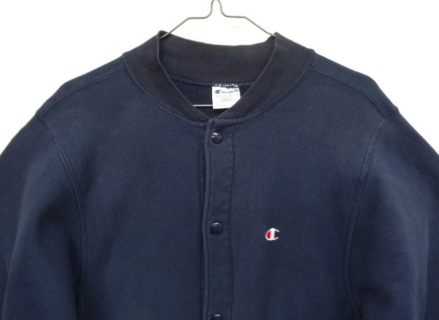 画像: 80'S CHAMPIONトリコタグ リバースウィーブ スナップボタン カーディガン ネイビー/ツートン USA製 (VINTAGE)