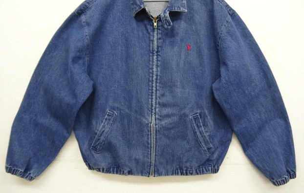 画像: 90'S RALPH LAUREN 三角タグ チンスト付き デニム ドリズラージャケット インディゴ USA製 (VINTAGE)