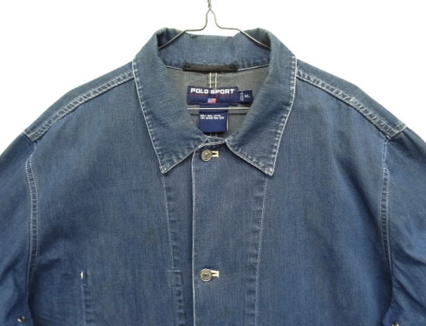 画像: 90'S RALPH LAUREN "POLO SPORT" レザータグ デニム カバーオール インディゴ (VINTAGE)