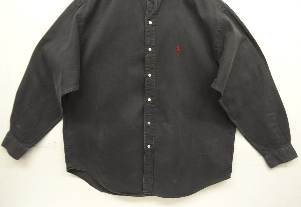 画像: 90'S RALPH LAUREN "POSTBOY" 長袖 バンドカラーシャツ フェードブラック (VINTAGE)