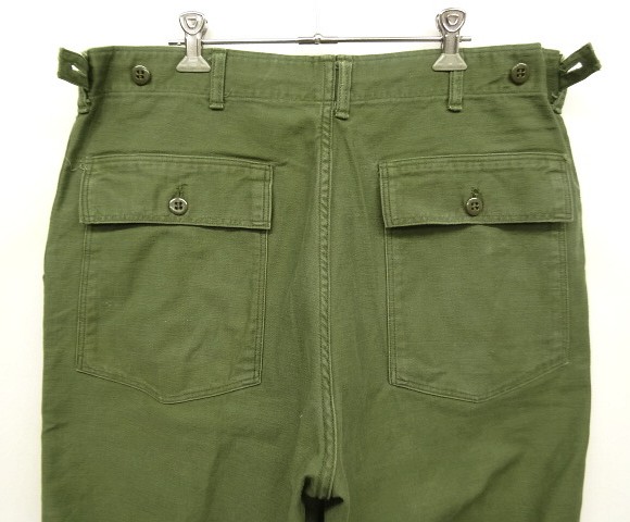 画像: 60'S アメリカ軍 US ARMY "OG107" 初期モデル コットンサテン 平ボタン ベイカーパンツ L (VINTAGE)
