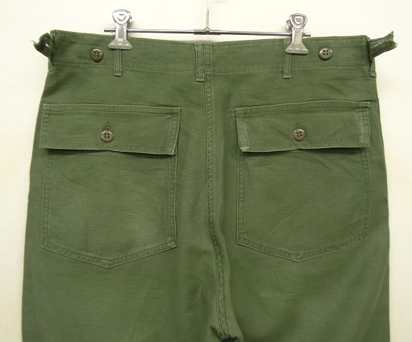 画像: 60'S アメリカ軍 US ARMY "OG107" 初期モデル コットンサテン 平ボタン ベイカーパンツ M (VINTAGE)