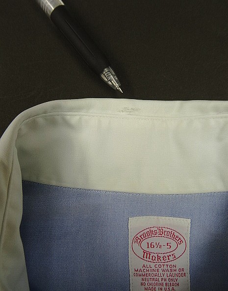 画像4: 90'S BROOKS BROTHERS "MAKERS" オックスフォード タブカラー クレリックシャツ ホワイト/ブルー USA製 (VINTAGE)
