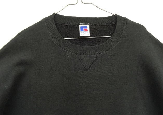 画像: 90'S RUSSELL ATHLETIC 前Vガゼット付き クルーネック スウェットシャツ ブラック USA製 (VINTAGE)