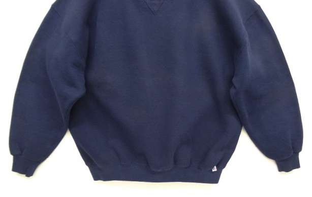 画像: 90'S RUSSELL ATHLETIC 前Vガゼット付き クルーネック スウェットシャツ ネイビー USA製 (VINTAGE)